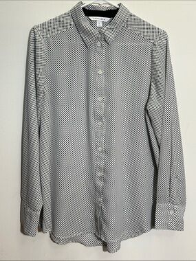 POPSUGAR Women’s White Shirt with Black Microdot Pattern